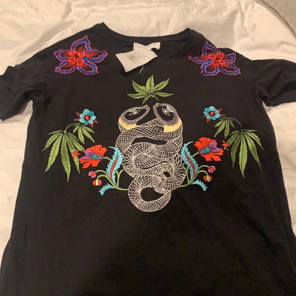 Sandro Paris beaded detail tshirt